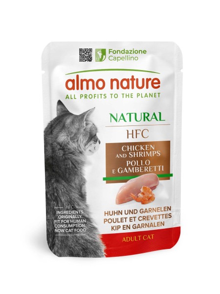 HFC Natural для кошек, курица и креветки, пауч, 55 г